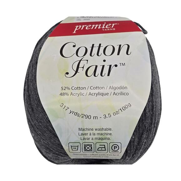 4 Skeins Premier Yarns Cotton Fair Cotton Acrylic Blend Slate Grey 27-13 (Fine) - Picture 2 of 9